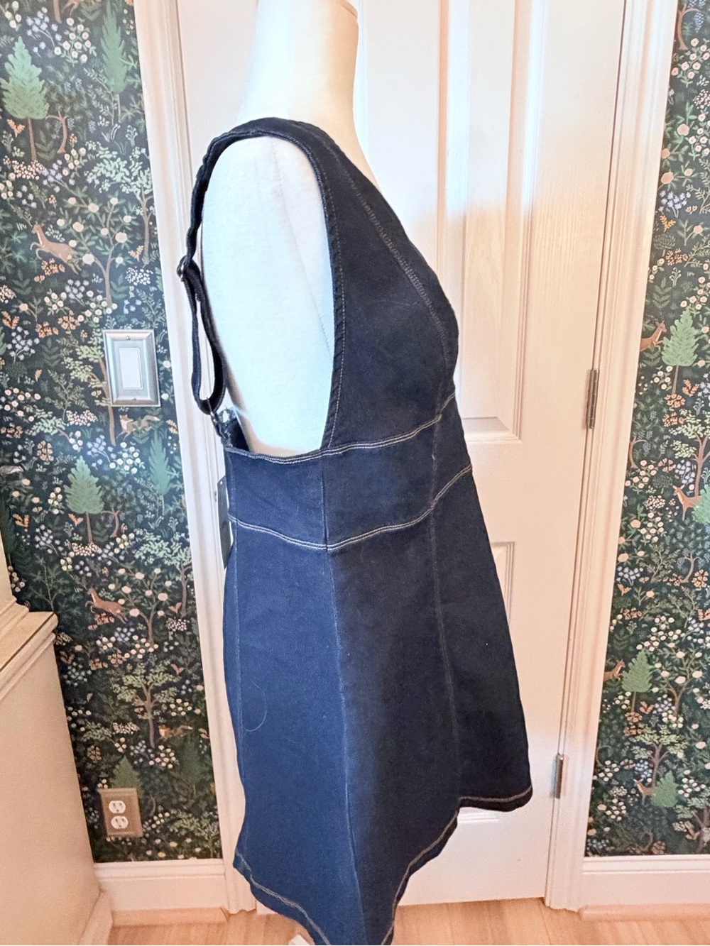 Urban Outfitters Dark Indigo Denim Dress with Contrast Topstitching - Picture 4 of 7